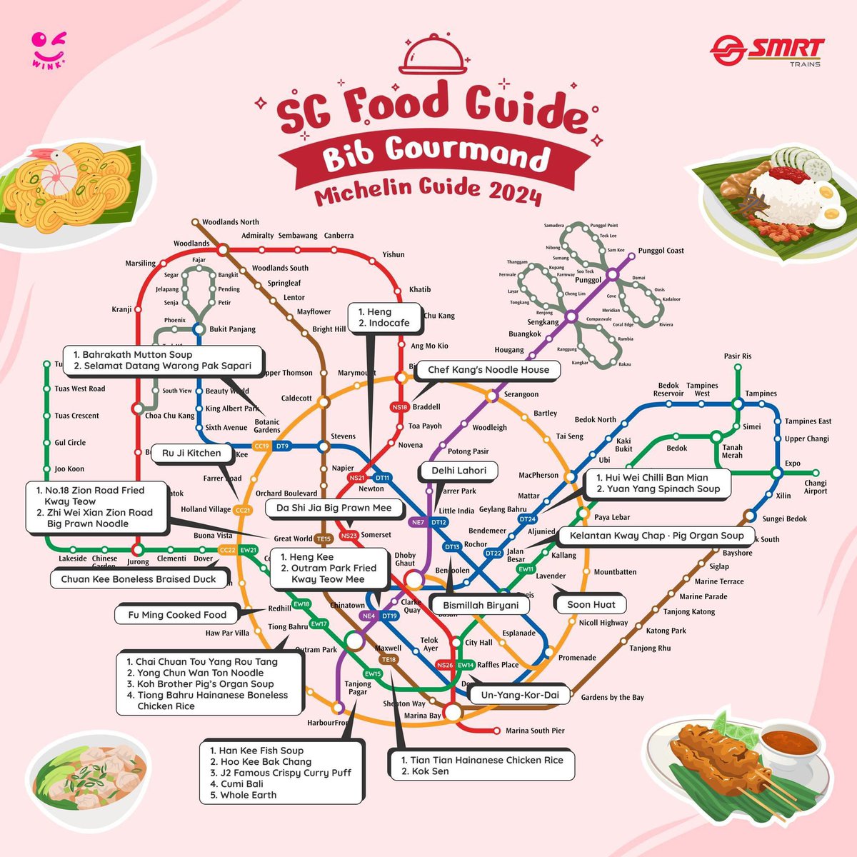 oideyosingapore's tweet photo. SMRTがまとめたシンガポールMRT沿線沿いのフードガイドが秀逸すぎる🍙🥤
どこも有名店で試してみる価値のある店ばかり！これを参考に沿線グルメ旅とかしてみたい😋

#おいでよシンガポール
#シンガポールにおいでよ https://t.co/7kNxrGTleV