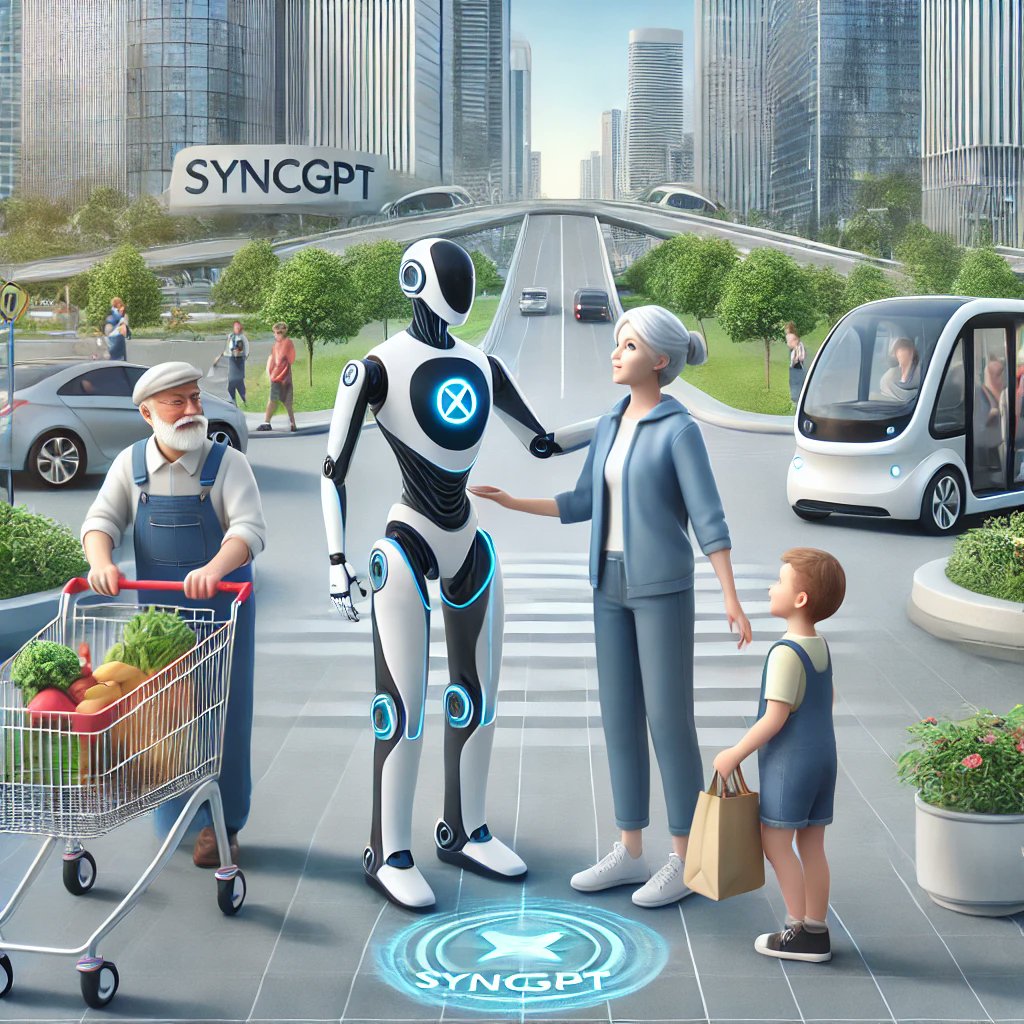 syncgpt_'s tweet image. &quot;AI: A future where technology meets humanity with compassion and innovation.&quot;
