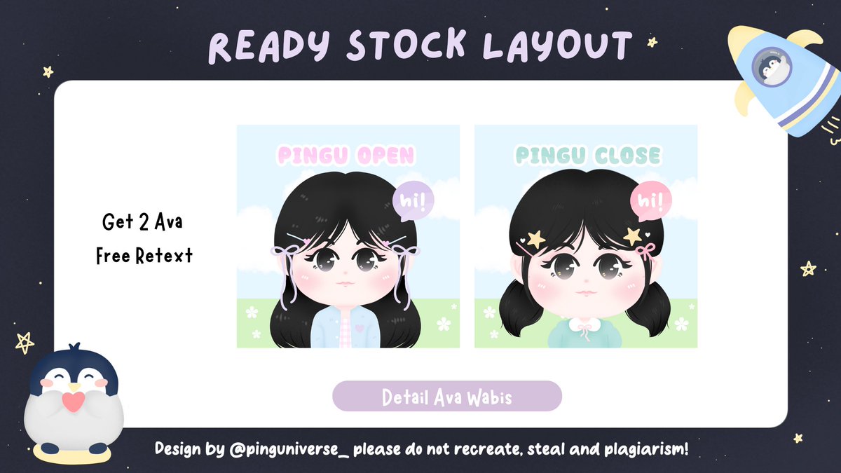 any interaction are appreciated! 🐧

── "it's pilkada day!" 🤍
 𓂂 ˑ  ⋆ ♡ khusus hari ini saja ( 27.11 ) layout wabis chibi ready stock dari harga 30k DISCOUNT jadi 20.000 sajaa! sudah dapat 2 ava dan chibinya jugaa loh~ 👧🏻🥣 grab yours now! 🗯️💗

#zonauang