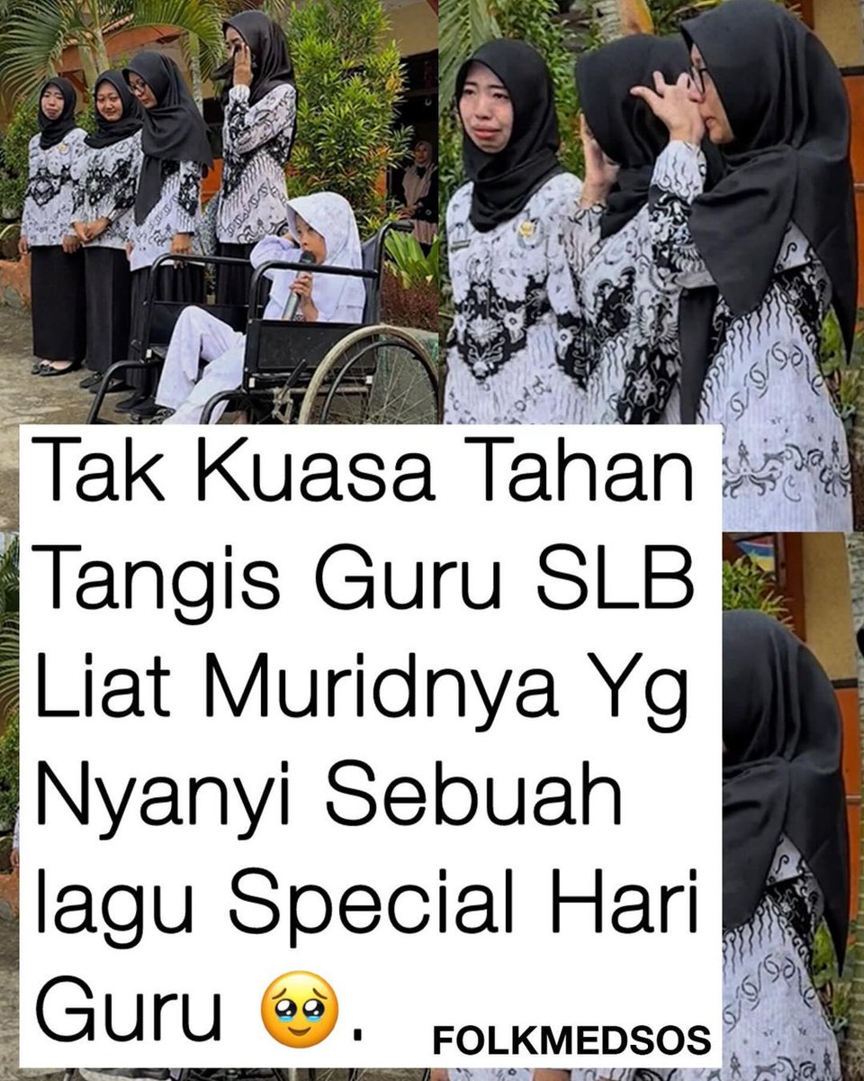 Guru-Guru SLB adalah guru terbaik, salam hormat buat Bapak-Ibu guru SLB🤗😇

Gua yang ngajar anak normal aja ngerog mulu , hebat bgt ya mental guru SLB… Semangatt peluk jauh🤗🤗