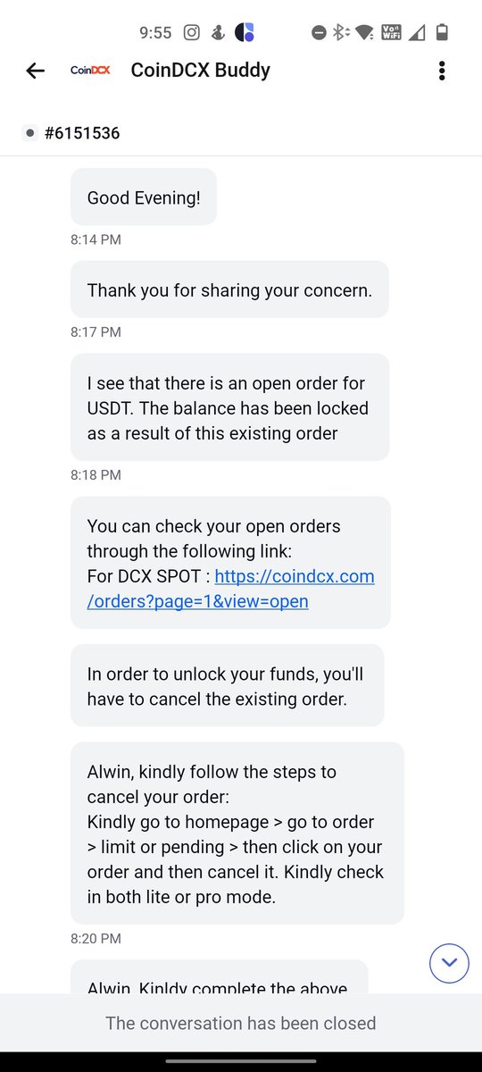 alwinaind's tweet photo. So @CoinDCX locked up my USDT funds but the orders page is empty. When I asked the support staff to give me more information about the order as I was unable to get any myself, they raised a ticket and it's been over 48 hours and there has been no update. https://t.co/uNghRQELcm