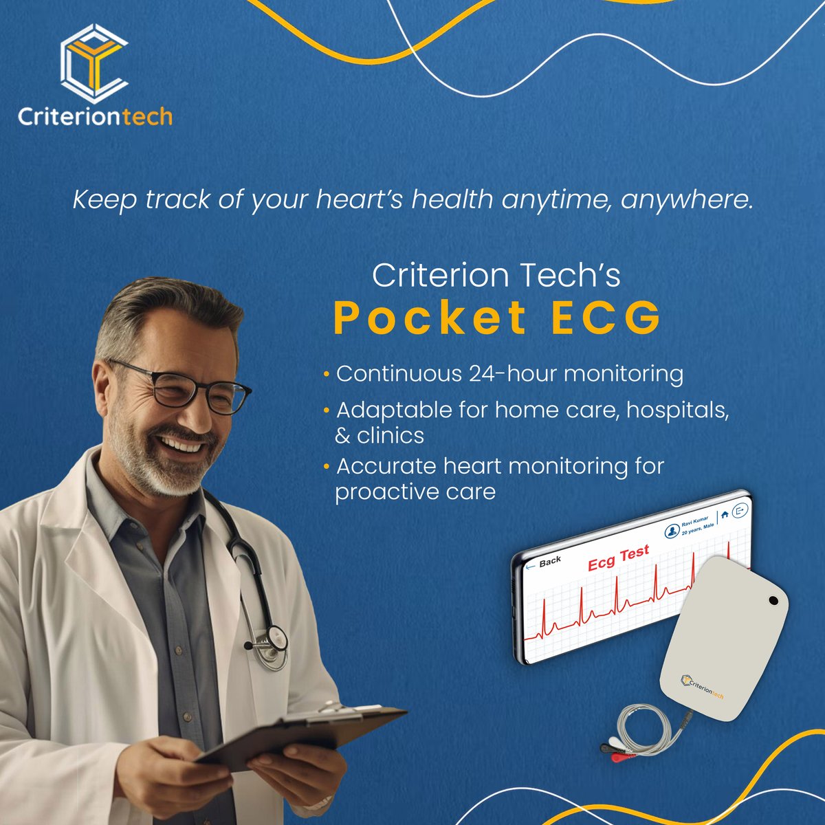 criterion_tech's tweet photo. Monitor your heart on the go with Pocket ECG: 24/7 accuracy, everywhere you need it.
Learn more at: https://t.co/G1bB6WWouC
.
#PocketECG #HeartHealth #ECGMonitoring #MobileHealthTech #DigitalHealth #HealthInnovation #SmartHealth #Innovation #Criteria4Technology #CriterionTech https://t.co/KfnZxnlmXn