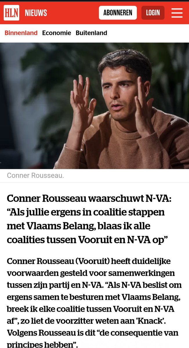 WimVanOsselaer1's tweet image. N-VA is de grootste partij, maar Conner Rousseau en Vooruit bepalen de spelregels. 🤨 N-VA heeft zich gedegradeerd tot kruiwagen van links. Hoelang pikken de centrumrechtse N-VA-kaderleden dit nog? #Molenbeek #cordon