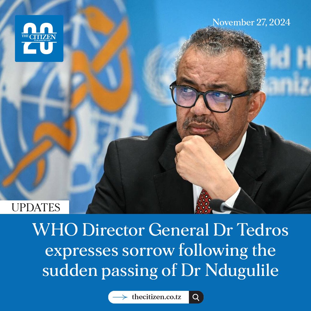 The Director-General of the World Health Organization (<a href="/WHO/">World Health Organization (WHO)</a>), Dr. Tedros Adhanom Ghebreyesus, has expressed his sorrow following the sudden death of Dr Faustine Ndugulile, the Regional Director-elect for WHO Africa. Dr Ndugulile, a Member of Parliament for Kigamboni, passed away