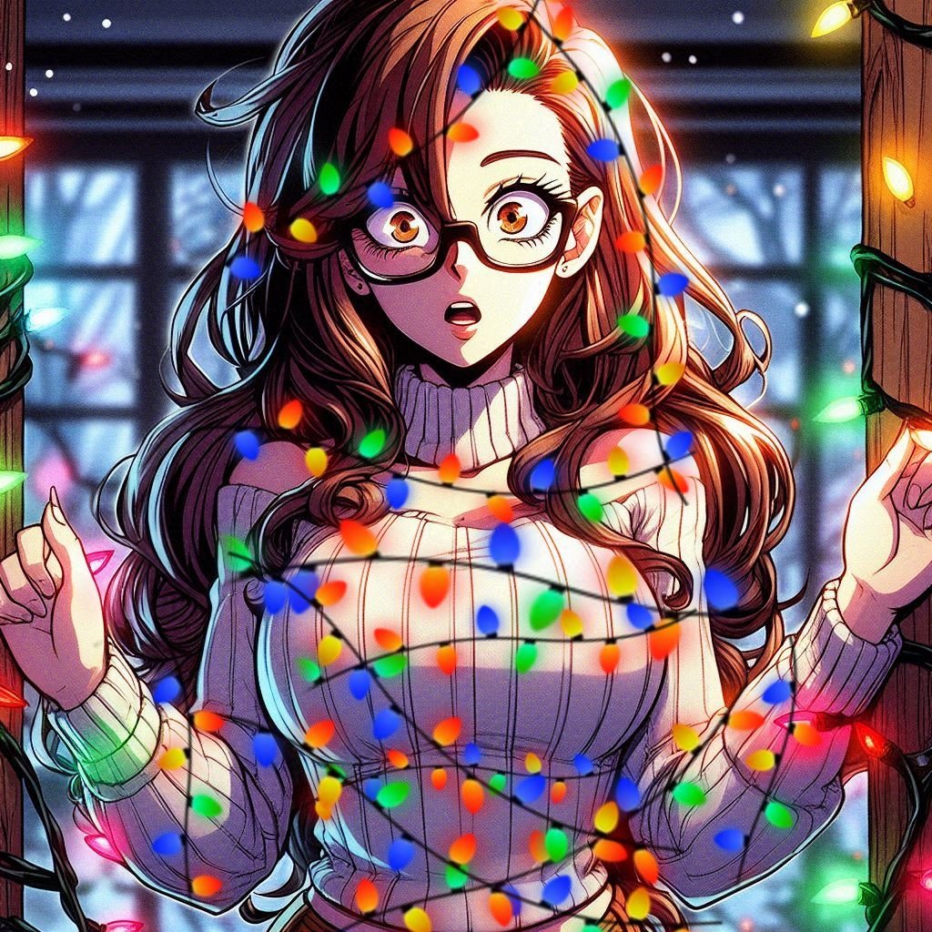 afriasramirez6's tweet photo. Christmas disasters 
17: How do we survive this Christmas? (He says with a mocking smile holding the beard of Santa Claus's suit in his left hand)

Adri: I don't know either (laughing with his hands on his waist)  #navidad#humor #adrixlapis #アンドロイド妻17 https://t.co/G2fk0qsSGy