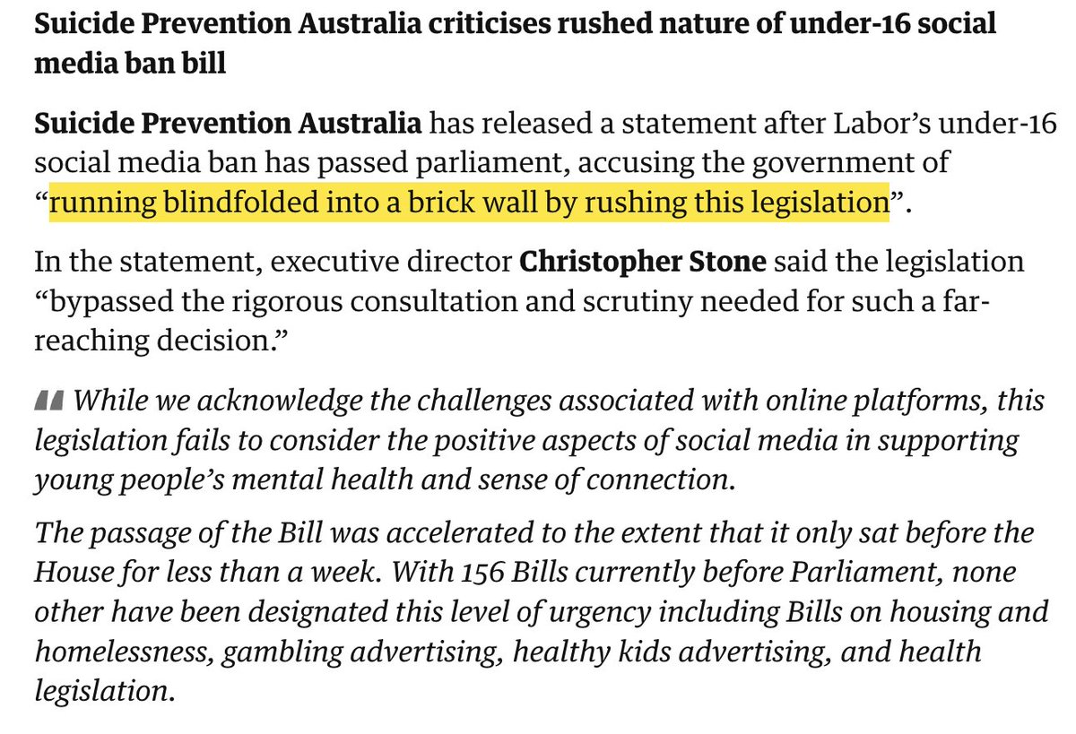 When Suicide Prevention Australia is calling out your reckless legislating...