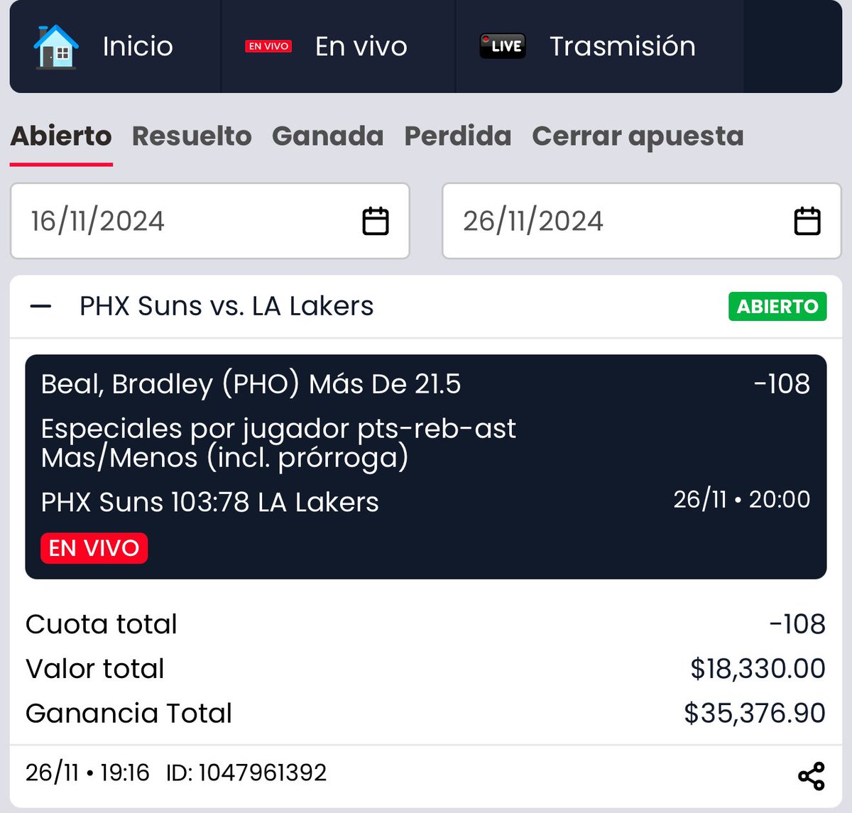 Frosty701's tweet photo. Con todo y robo NOS PELARON LA RIATA

🏀 Bradley Beal - Over PRA [-108] ✅✅✅✅

A CHINGAR SU MADRE ESPN NOS LA PELAN 

Y NOSOTROS HACIENDO BILLETE 💵 24/7 ⏰ GRACIAS A DIOS 🔥♥️ https://t.co/jXC9OreHt1