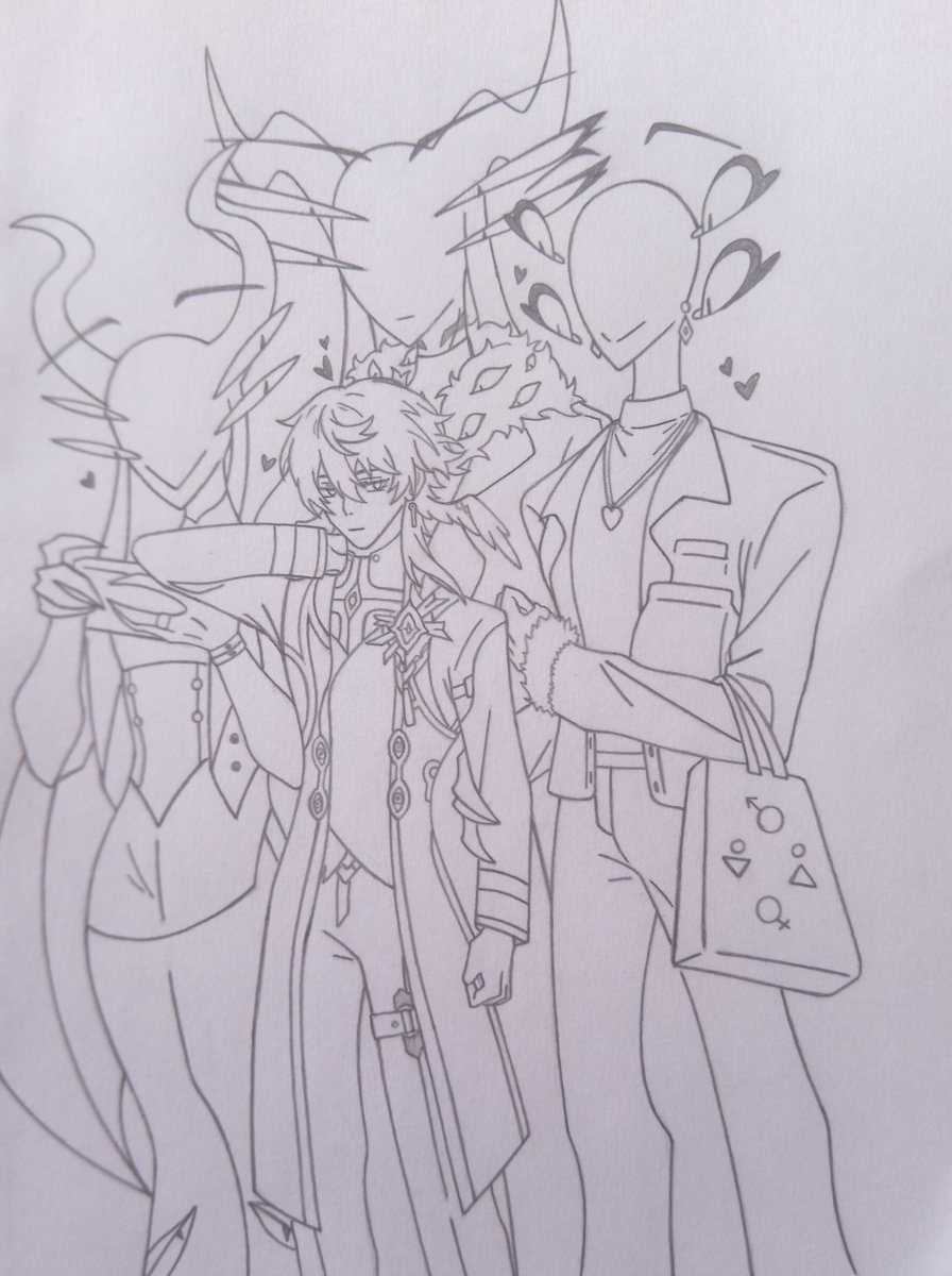 a drawing of a slight collaboration that a friend requested on WhatsApp who wanted to see variants of god with his favorite character

 strange? Yes, but what does it matter, he said it turned out well 👍

#god #chaos #HazbinHotel #void #Sunday #HonkaiStarRail #fanart