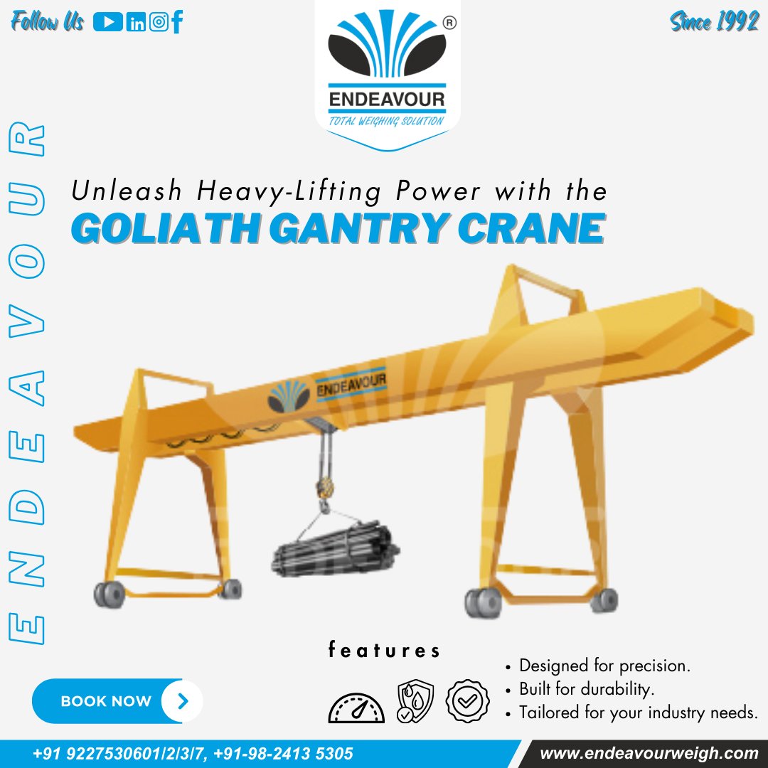 endeavourweigh's tweet image. Unleash Heavy-Lifting Power with the Goliath Gantry Crane!

🔗 Visit us at endeavourweigh.com/product/goliat… to know more.

#GoliathGantryCrane #HeavyLiftingSolutions #IndustrialCranes #GantryCraneExperts #CranesForIndustry #HeavyMachinery