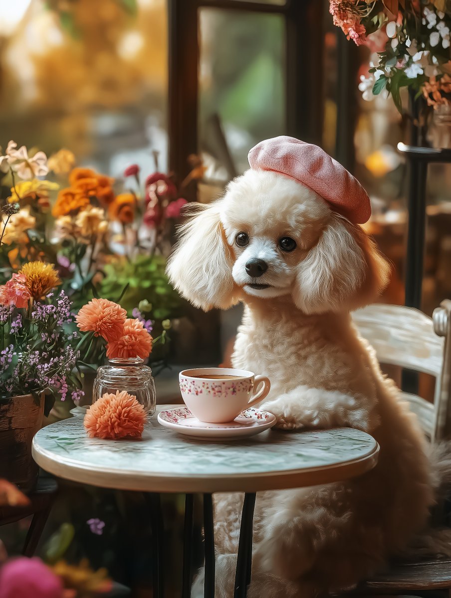 TYZU's tweet image. The Posh Pup's Tea Time
Ever wonder if dogs have tea parties? This little furball seems ready to spill the tea! ☕️ "Life is like a cup of coffee; it’s all in how you make it." Tell me your best #coffee moment! 🐾
