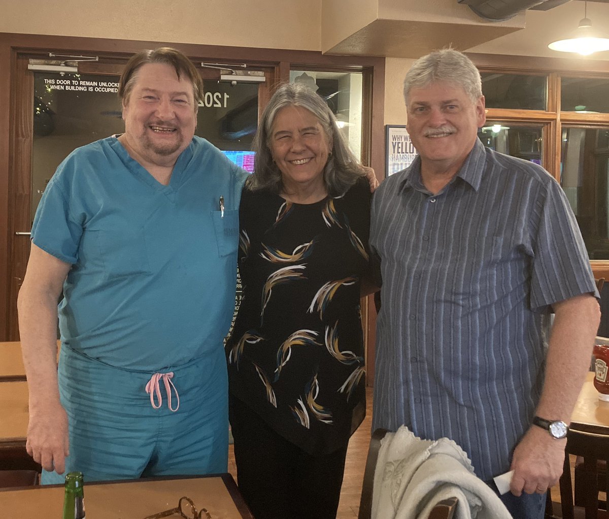 RobertaRust's tweet image. With high school friends Randy Whitford and Geert Naumow - we all played in the cello section of our high school orchestra back in the 1970s (Spring Woods).