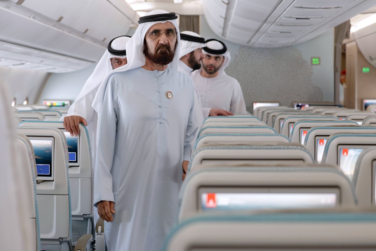 We were honoured to welcome <a href="/HHShkMohd/">HH Sheikh Mohammed</a>, accompanied by <a href="/AhmedMohammed/">Ahmed bin Mohammed</a> and @SheikhMansoor, as they joined us to mark the unveiling of the first-ever @Emirates <a href="/Airbus/">Airbus</a> A350.

H.H. Sheikh Mohammed’s decisive leadership and support have been instrumental in shaping Emirates’ success.