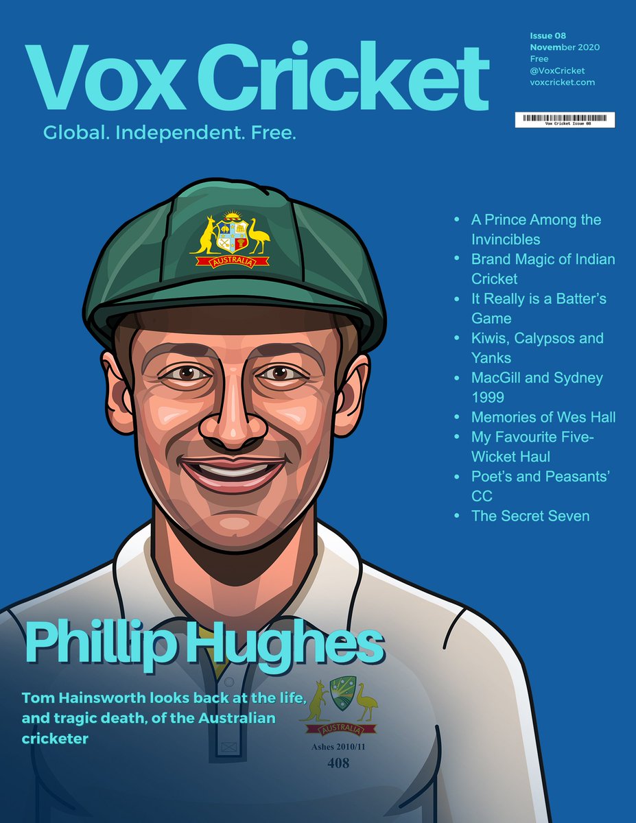 NOVEMBER 27: Remembering Phillip Joel Hughes on his death anniversary💐. 
🖌🎨Cover illustration created for #VoxCricket in 2020. 
.. 
<a href="/ICC/">ICC</a> <a href="/CricketAus/">Cricket Australia</a> <a href="/cricketcomau/">cricket.com.au</a>
@jnorthall
..
#PhillipHughes #PhilHughes #63notoutforever #Portrait #Artwork #CricketMagazine #RajaGoldwinSilva