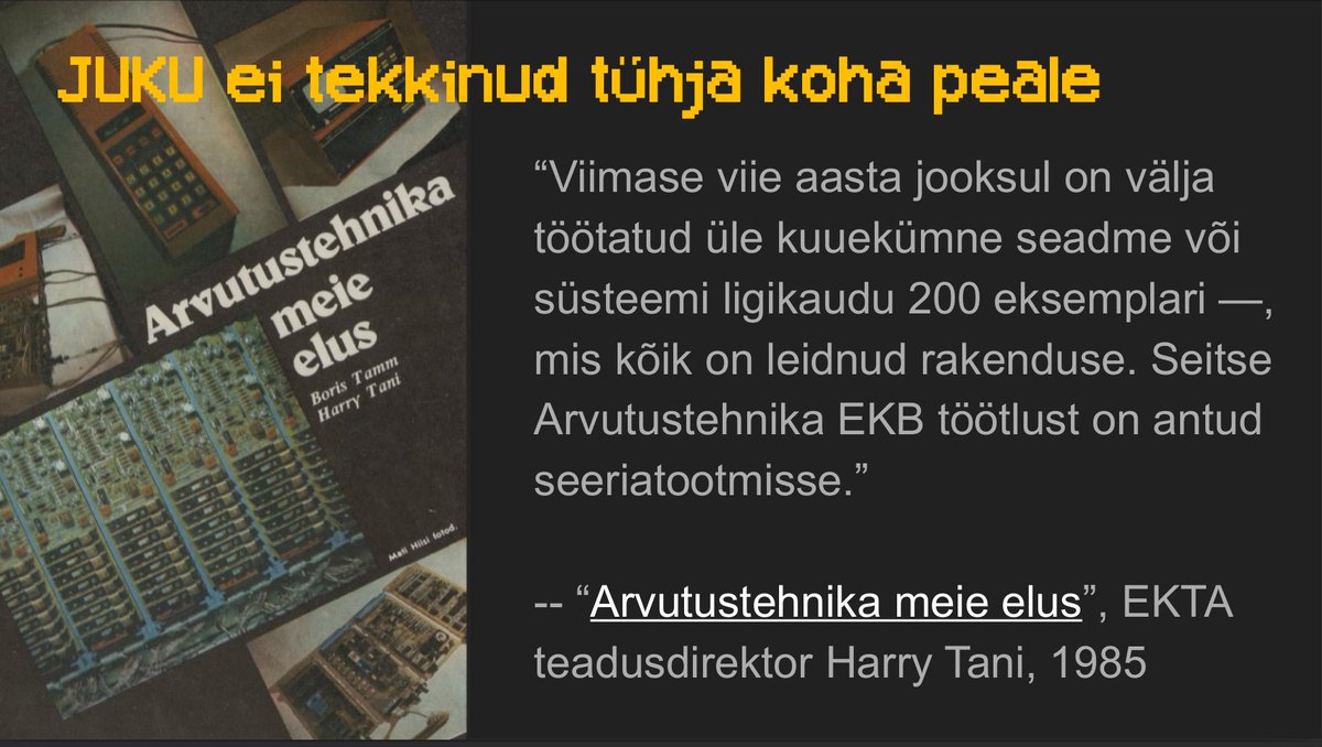 trtram's tweet photo. JUKU legendidest võib enim tõepõhja olla väitel, et see oli esimene hiirega projekteeritud NSVL mikroarvuti, kuid kooliarvuteid oli teisigi ja kuue kuuga ei ehitatud JUKU prototüüpi sugugi mitte nullist -- ega ka mitte ainuüksi rahvuslikel kaalutlustel. #arvutilugu #legendid https://t.co/KZd5CEKu9P