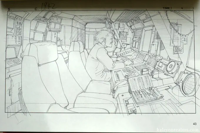 Layout drawing ( top left ) / Background art ( top right ) /
Cel painting layered on top of the BG art. ( bottom left )

These and many more showcased in the excellent AKIRA Animation Layouts &amp; Keyframes art book Vol 3. See more in my review - https://t.co/fptxKI2cYa 