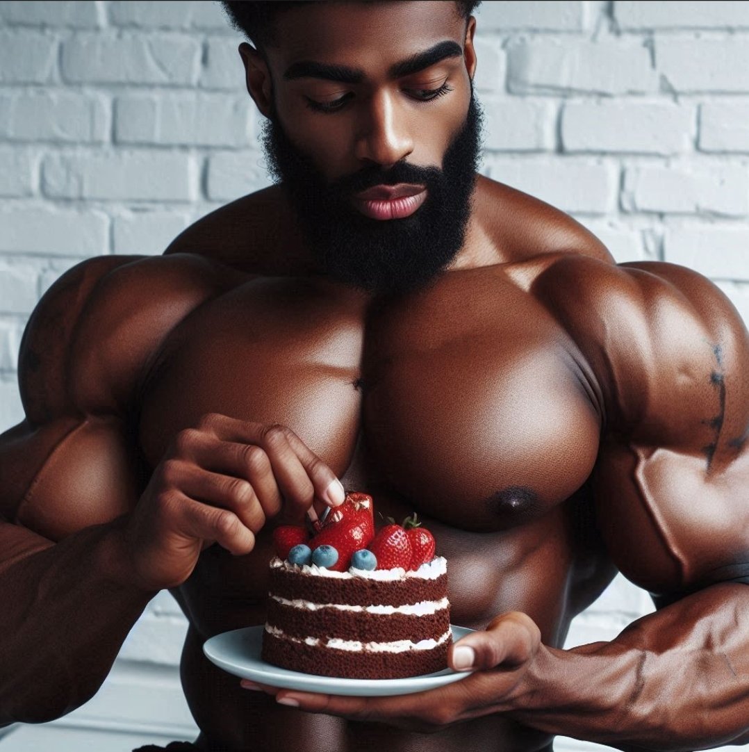 #NationalCakeDay 

#muscleworship #musclephotography #Musclemale #bodybuilding #AIart #AImodel