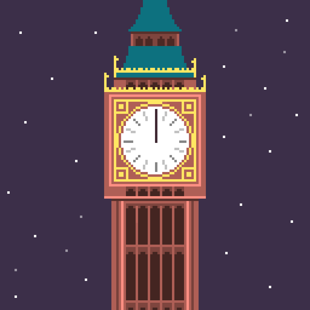 The #clocktower strikes at midnight! <a href="/Pixel_Dailies/">Pixel Dailies</a> #pixel_dailies #pixelart
