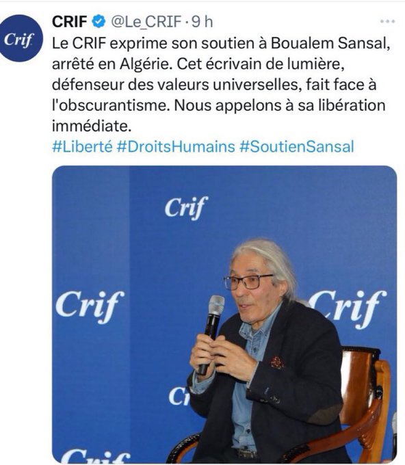 Facebookophobe's tweet photo. Dis moi qui te soutien je te dirai qui tu es.
#BoualemSansal https://t.co/vihrbrpLOq