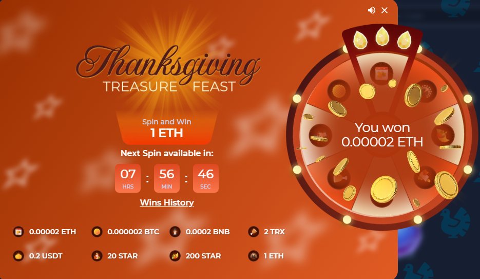 My new favorite place for originals and ++ bonuses. Tap in during Thanksgiving and spin to win every 8 hours. All around the world we're celebrating Thanksgiving @StarBets_io  I'm giving away 100% of my spins to one person. Drop your bit.ly/starbetswheel username.