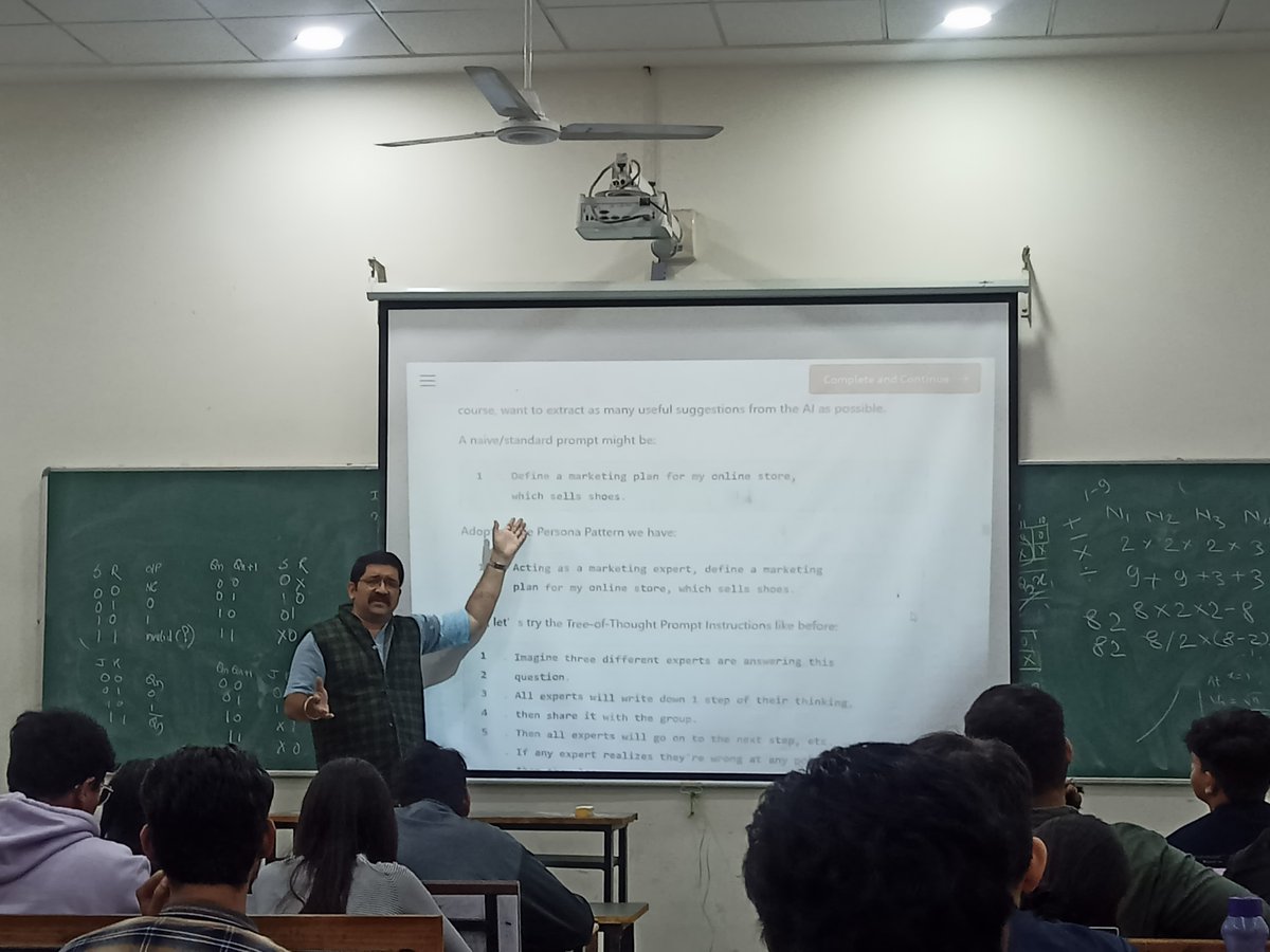 PythonAcademy's tweet image. Anup Sir had a great time at Ramdeobaba University, Nagpur, sharing insights on Prompt Engineering with freshers in Electronics & Computer Science.
Big thanks to Dr. Nitin Narkhede & Dr. Manoj B. Chandak for the opportunity.
#AI #PromptEngineering #PythonAcademy#KnowledgeSharing