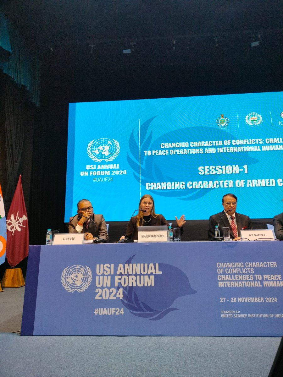 USIofIndia's tweet image. &quot;Climate change and natural hazards are key drivers of displacement, worsening political instability and increasing vulnerability for affected populations. 🌍⚠️  
USI Annual UN Forum 2024.  
#UAUF24 #ClimateDisplacement #ClimateInstability&quot;