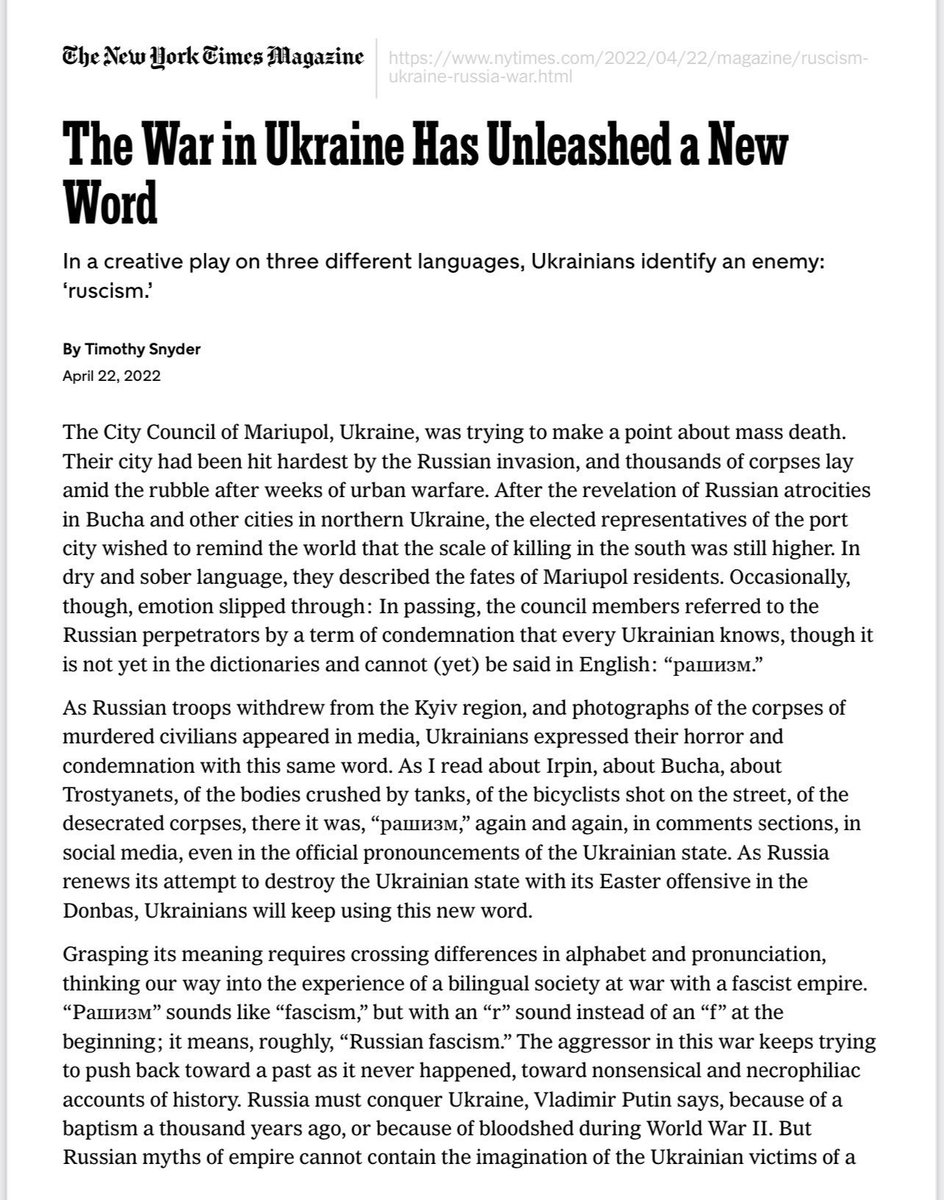 DecodingTrolls's tweet image. ⚡️Maybe the ideology of “рашизм” as defined by Timothy Snyder in NYT Apr 2022 and a year later by the Verkovna Rada?
Snyder: Cults of the leader & of the dead; Corporatist State; Mythical Past; Mass Murder; Censorship; Conspiracy Theories; Centralized disinfolklore.net, &…
