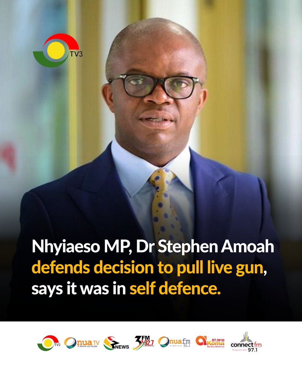tv3_ghana's tweet photo. Dr Stephen Amoah has confirmed brandishing a gun during an altercation with some youth at Atasemanso to #3NewsGH

 According to him, “My life was in danger, I had to defend myself. Even Jesus Christ will react if you pull a gun at him.” https://t.co/CAXUwRXKod