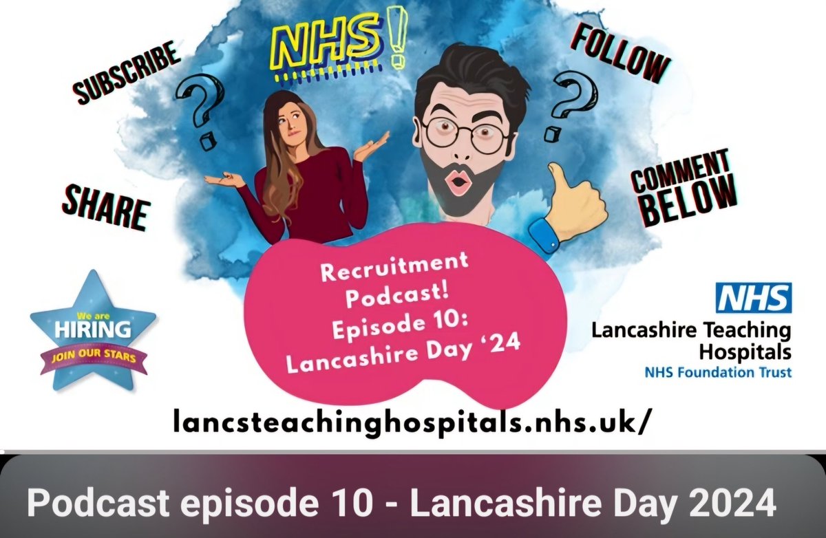 It's Lancashire Day!! Hear from Will and Katie from our team talk about it in our latest podcast:

youtu.be/GzvzJ93-M3Q?si…

All our other podcasts are also available too. We try to choose topics we think will interest you,  and would love to hear your feedback 
<a href="/LancsHospitals/">Chorley & Royal Preston</a>