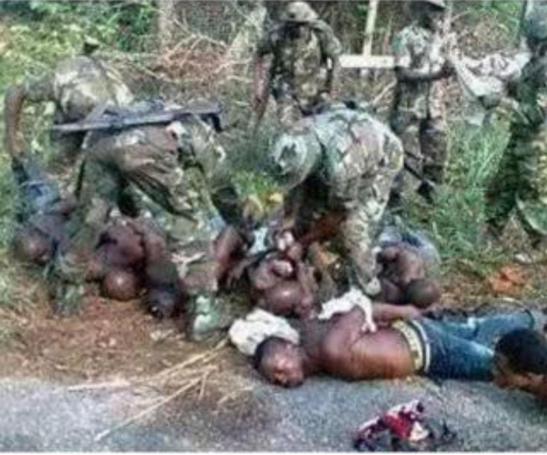 OnyebuchiMac's tweet photo. @POTUS That energy is needed in Nigeria. The Nigerian terrorist government violated the rights of the biafrans. Biafrans are facing death, persecution, and kidnapping by the Nigerian terrorist government. 

Below are the photos of the inhumane treatment against biafrans. https://t.co/YEk6SMLzPq