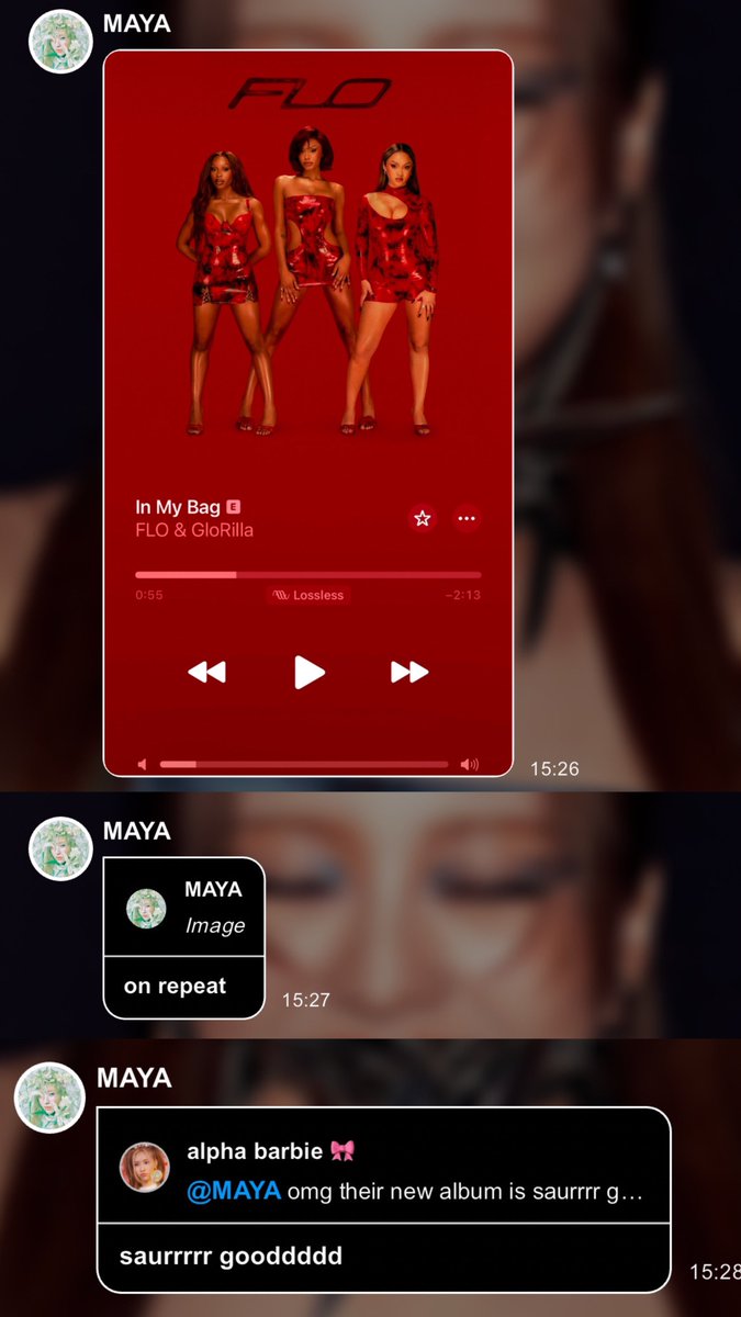 alphazbarbie's tweet photo. maya said she’s had @flolikethis ‘In My Bag’ and their album on repeat 🛍️ https://t.co/A5oesgl9q1