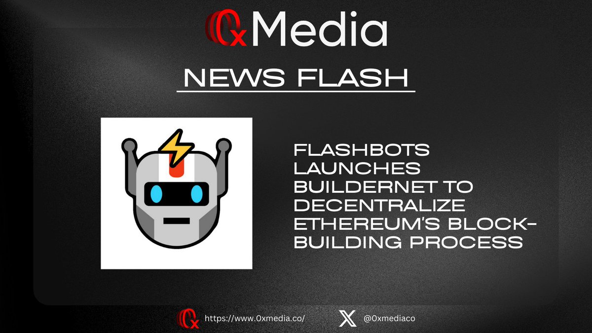 0xmediaco's tweet image. ⚡️NEWS FLASH: #Flashbots unveils BuilderNet to combat $ETH block-building centralization, where a few operators dominate 90% of blocks.
This decentralized initiative enhances censorship resistance, fair MEV distribution, and privacy, paving the way for a more secure and…