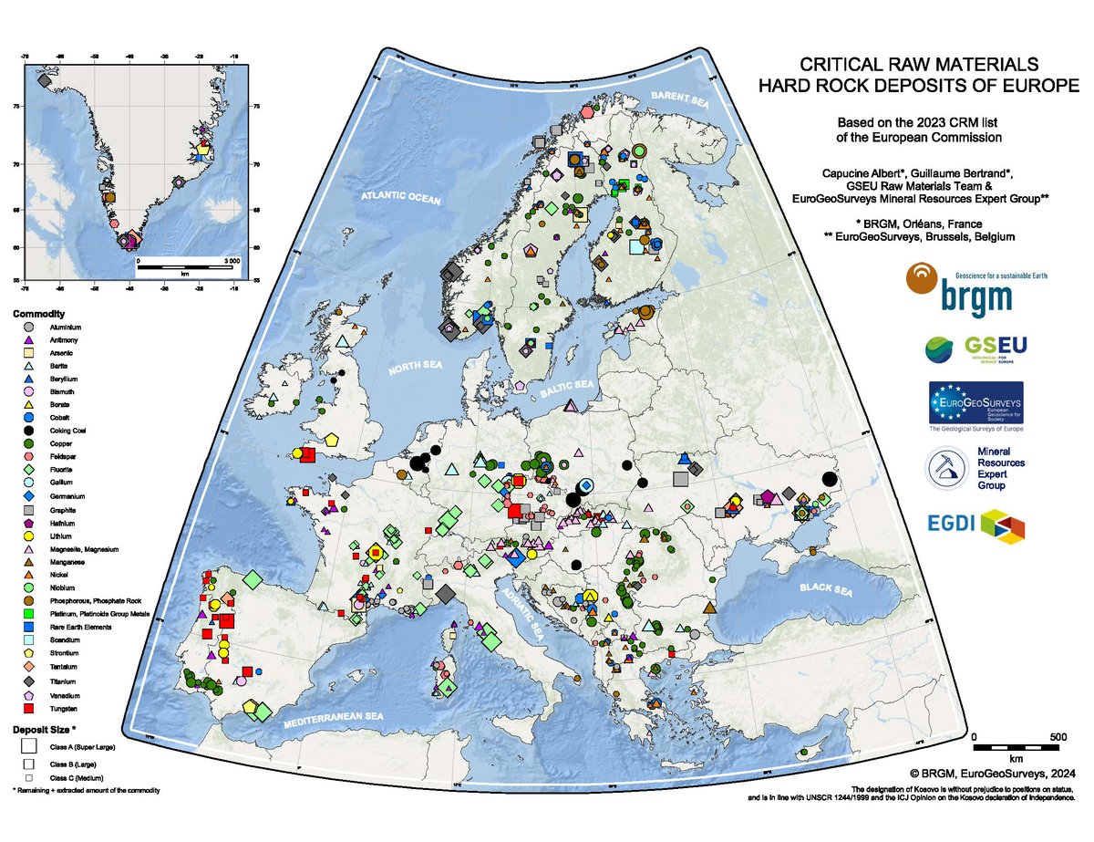 GSEU - A Geological Service for Europe (@geoserviceeu) on Twitter photo Delighted to share that Dr Guillaume Bertrand, co-Chair of <a href="/EuroGeoSurveys/">EuroGeoSurveys</a> MREG & #GSEU’s Critical Raw Materials WP Lead, will speak at the CCOP meeting (2–4 Dec) on:
🔹Assessing mineral criticality
🔹Critical minerals in Europe
Here’s a map of Europe’s critical raw materials🌍 Delighted to share that Dr Guillaume Bertrand, co-Chair of <a href="/EuroGeoSurveys/">EuroGeoSurveys</a> MREG & #GSEU’s Critical Raw Materials WP Lead, will speak at the CCOP meeting (2–4 Dec) on:
🔹Assessing mineral criticality
🔹Critical minerals in Europe
Here’s a map of Europe’s critical raw materials🌍