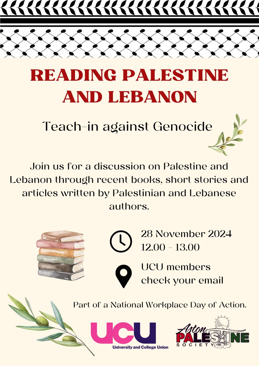 We are taking part in the National Workplace Day of Action. 
#Workplaces4Palestine 
<a href="/ucu/">UCU</a>