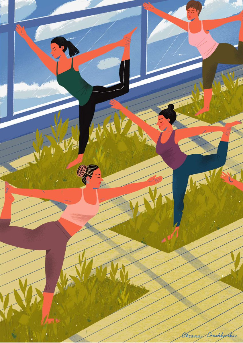 Illustration for the «Wings» project about Ukrainian women who were forced to leave their cities and homes due to a full-scale invasion and were able to open a business and start a new life in a new place. This is the story of Natalia Maslova 
#illustration #illustrator #yoga