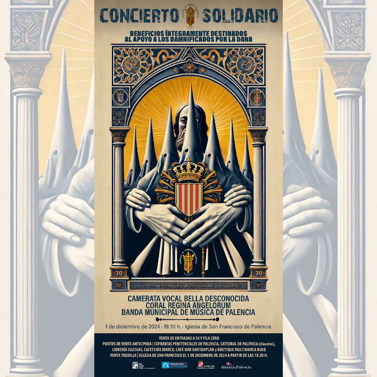 Continúa la venta de entradas y fila cero (5€) para el Concierto Solidario de apoyo a los damnificados por la dana que organiza la Hermandad de Cofradías de #Palencia | También es posible realizar donativos “APOYO DANA” en la cuenta ES8200815330750002010608 #semanasantapalencia