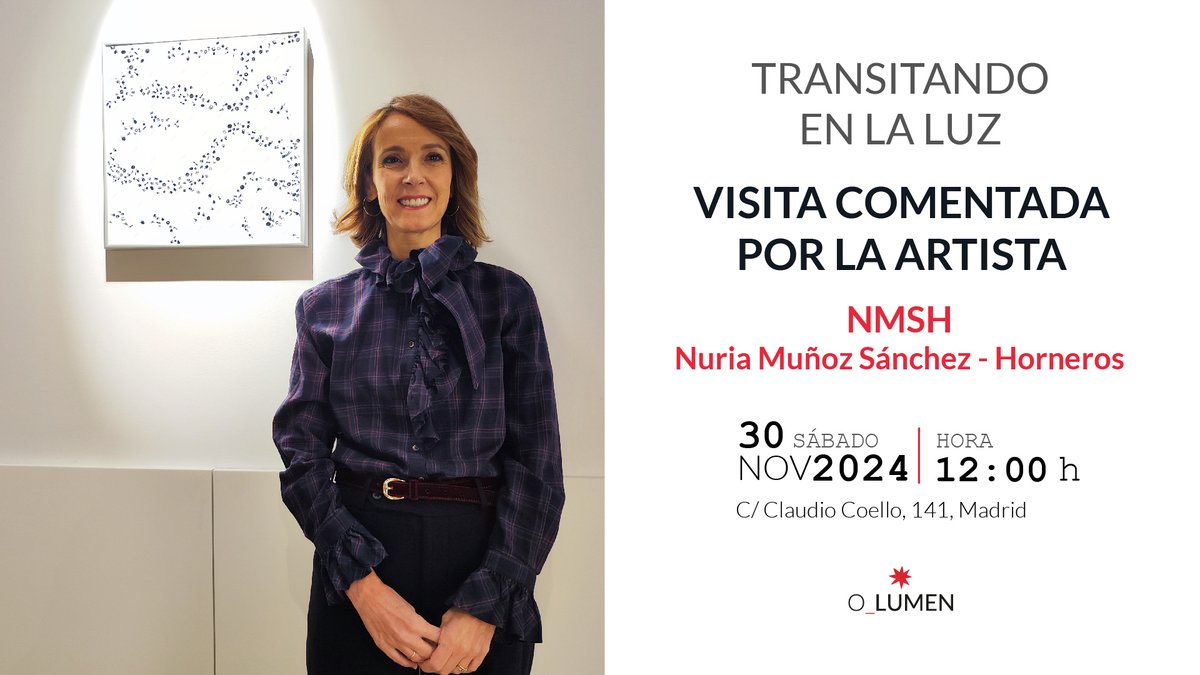 o_lumen's tweet photo. Esta increíble artista, quien comparte su experiencia artística y un mensaje lleno de luz, desea hablar contigo. Realizará su última visita guiada el sábado a las 12:00 h en O_LUMEN.
¡Únete a nosotros y acompáñanos en este recorrido luminoso!
#olumen #NMSH #TransitandoEnLaLuz https://t.co/meWNx3DtTG