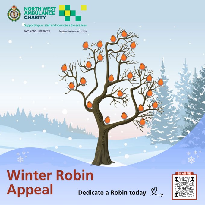 The <a href="/NWAmbCharity/">North West Ambulance Charity</a> is inviting the public to support them through their festive Robin Tree Appeal.

This year, in exchange for a donation of your choice, you can dedicate a message to a loved one and help the charity continue its valuable work.

nwas.nhs.uk/news/messages-…