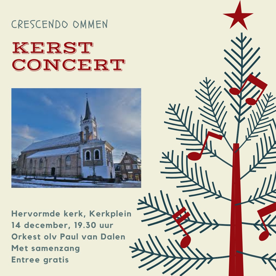 Ons orkest zal een paar prachtige kerstnummers ten gehore brengen. 
Er worden ook traditionele kerstnummers worden gespeeld waarbij je van harte wordt uitgenodigd om mee te zingen. 

Zien we je op 14 december  aanstaande in de Herv. Kerk Kerkplein 1
Aanvang 19.30
Entree is gratis