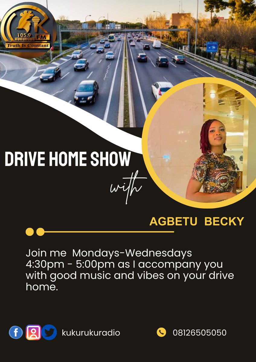 KukurukuRadio's tweet image. It's the #drivehome show with Itz Princess Becky
A time for the most entertaining drive home experience with conversations to follow to keep you entertained while you make your way home.
Tune in every Monday - Wednesdays from 4:30pm -5:00pm
#kukurukuradio #DriveHomeShow