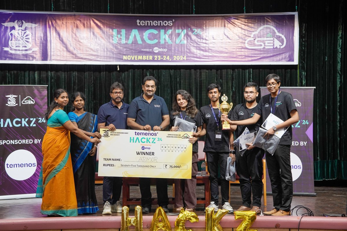 auvcochennai's tweet image. A Grand Success!
HackZ'24, a 24-hour hackathon with INR 1.7L prize pool & 6 inspiring tracks organized by #CSEAssociation, Dept. of #ComputerScienceandEngineering, #CEG, #AU on Nov 23-24, 2024, Graced by Mr. Bijumon Jacob, #Temenos and Mr. Palanidaran Chidambaram, #Amazon.