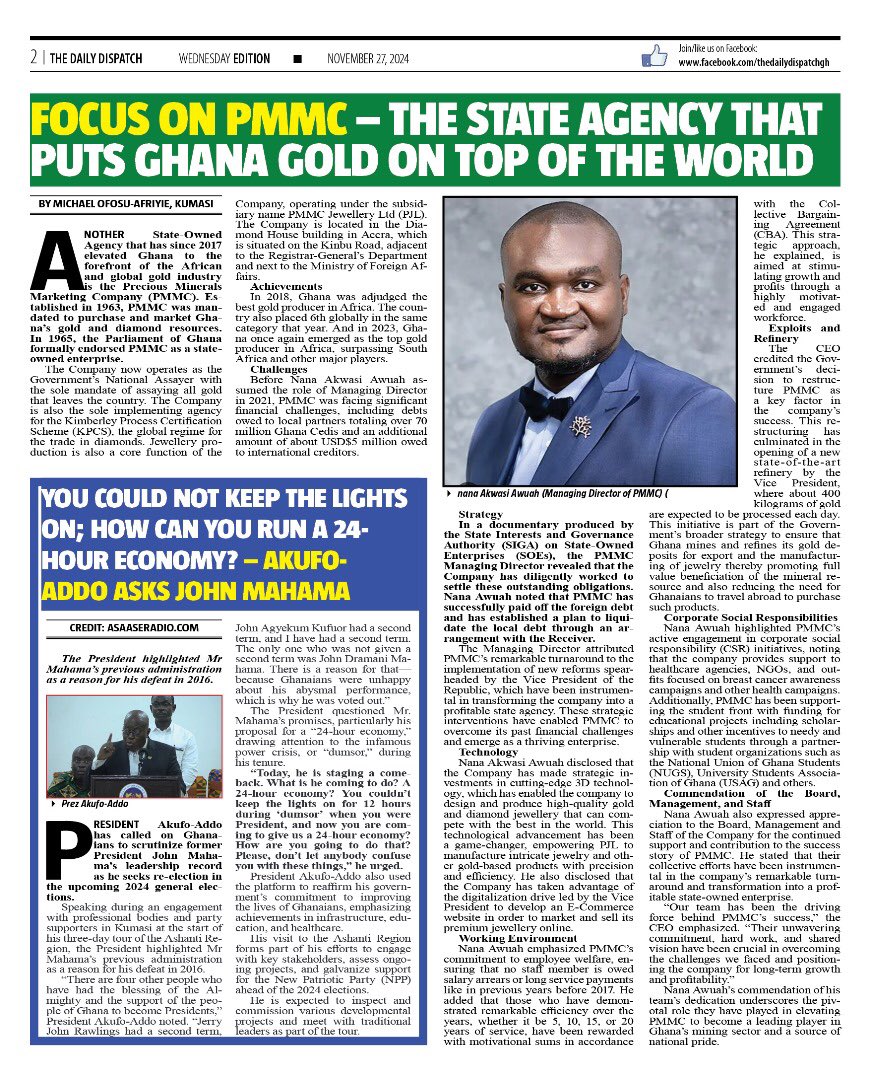 AsareRexford7's tweet photo. PMMC's success has not only elevated Ghana's gold industry but has also contributed to the country's economic growth and development. Kudos to the Board, Management &amp; staff of the company for their continued support and significant contributions to the success story of PMMC. https://t.co/7XqF1ZQTAz
