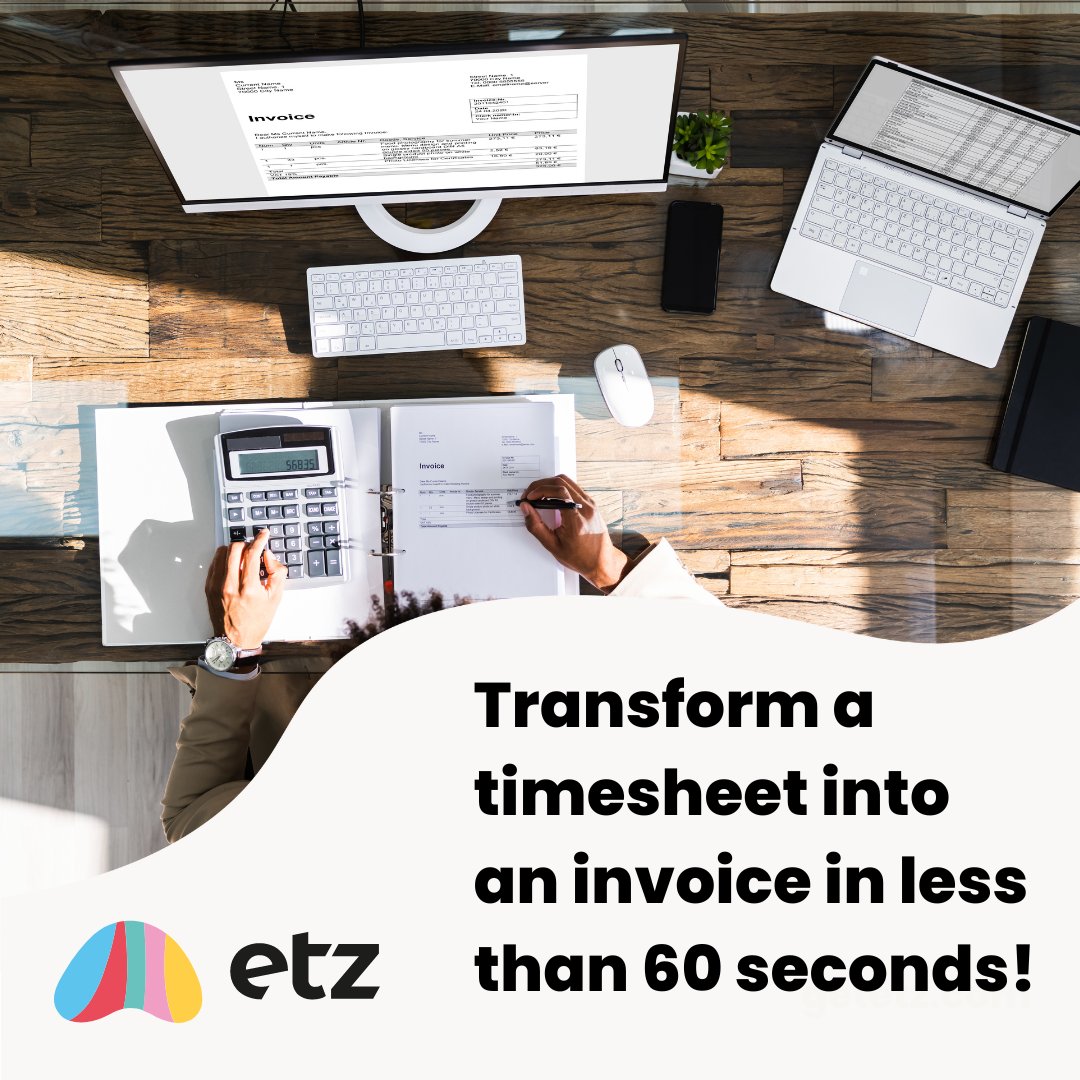 What if invoicing could be effortless? With ETZ, it can be. 

Our powerful tools help you:
📉 Cut down on manual work
⚡ Speed up payment cycles
📊 Gain full visibility over finances

Make invoicing stress-free! getetz.com/products/invoi…
#RecruitmentFinance #InvoiceManagement
