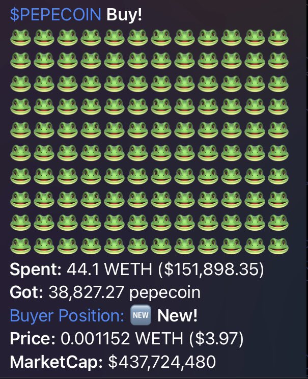 A new holder just clipped 152k$ of the OG $PEPECOIN - send it with haste 🐸

<a href="/pepecoins/">Pepecoin</a>