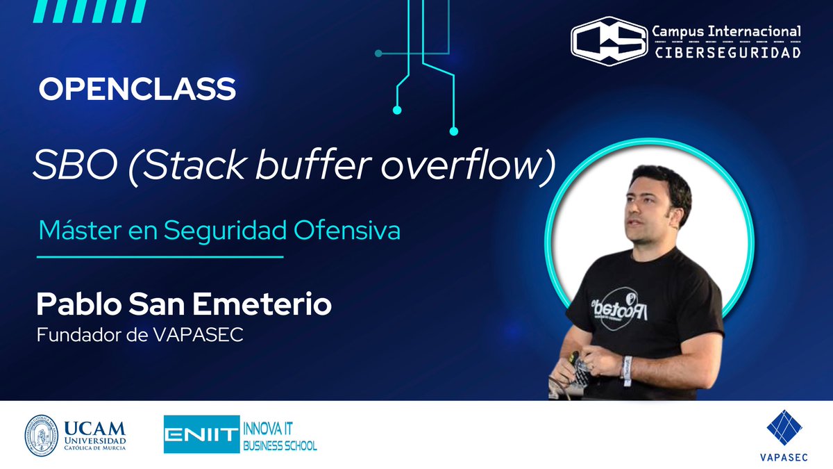 CampusCiberseg's tweet image. 🚨 ¡Domina una de las vulnerabilidades más críticas en ciberseguridad! 🚨
¿Conoces los riesgos y el poder del #StackBufferOverflow? 🌐En esta #openclass descubrirás cómo identificar, explotar y mitigar esta vulnerabilidad👇
vist.ly/3mng36e