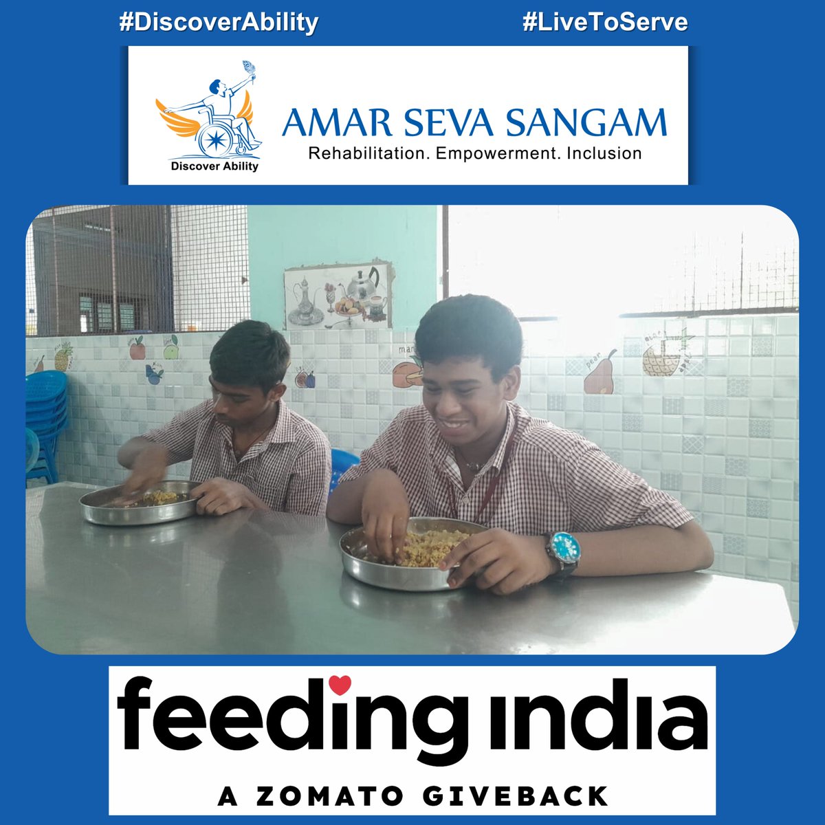 amarseva's tweet photo. Thank You, @FeedingIndia for distributing free food items to benefit our service users in the Amar Seva Sangam Sangamam School & Residential Program for Special Needs Children, Disabled Youth Trainees, & Home Students.
#FeedingIndia #DailyFeedingProgramFI #ChildNutrition https://t.co/NRloYiV2gx
