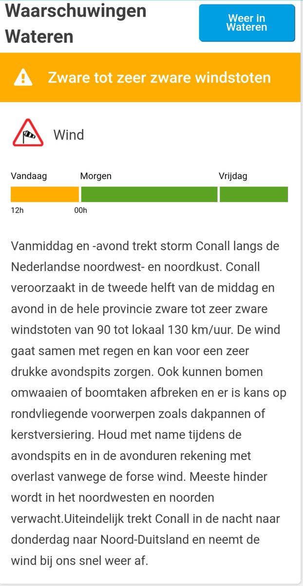 YvonneHoogendi2's tweet image. WAARSCHUWING :
Vanaf de tweede helft van de middag storm Conall. Let op rondvliegende voorwerpen zoals kerstversiering.
#Conall #storm @Weerplaza #Wateren
