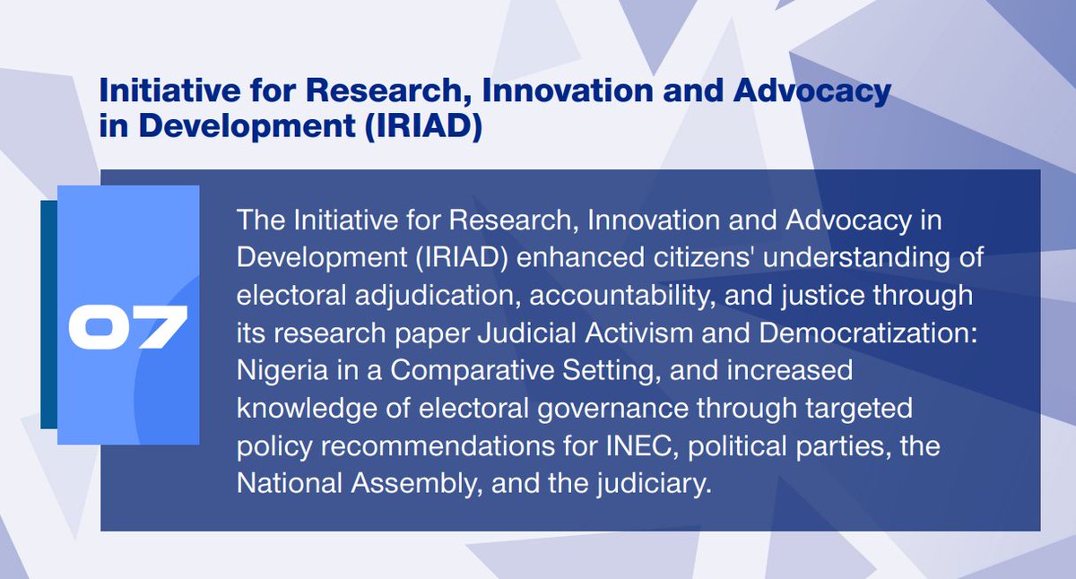 PLSInitiative's tweet photo. CSOs within the #Joinbodi cohort have implemented several initiatives influencing policy practices to limit the cost of corruption, improve data accessibility, enhance implementation of the Administration of Criminal Justice Law, and strengthen transparency and accountability in Nigeria.
Today, we highlight some of the key policy and practice changes achieved by #Joinbodi Cohort Members, including @IRIADEV, @CLPNigeria, @chricedng, and @Africmil, through the impactful #OnNigeria Program. 👇
See full report: https://t.co/ecRdAvqgCl
#PolicyChange_OnNigeria