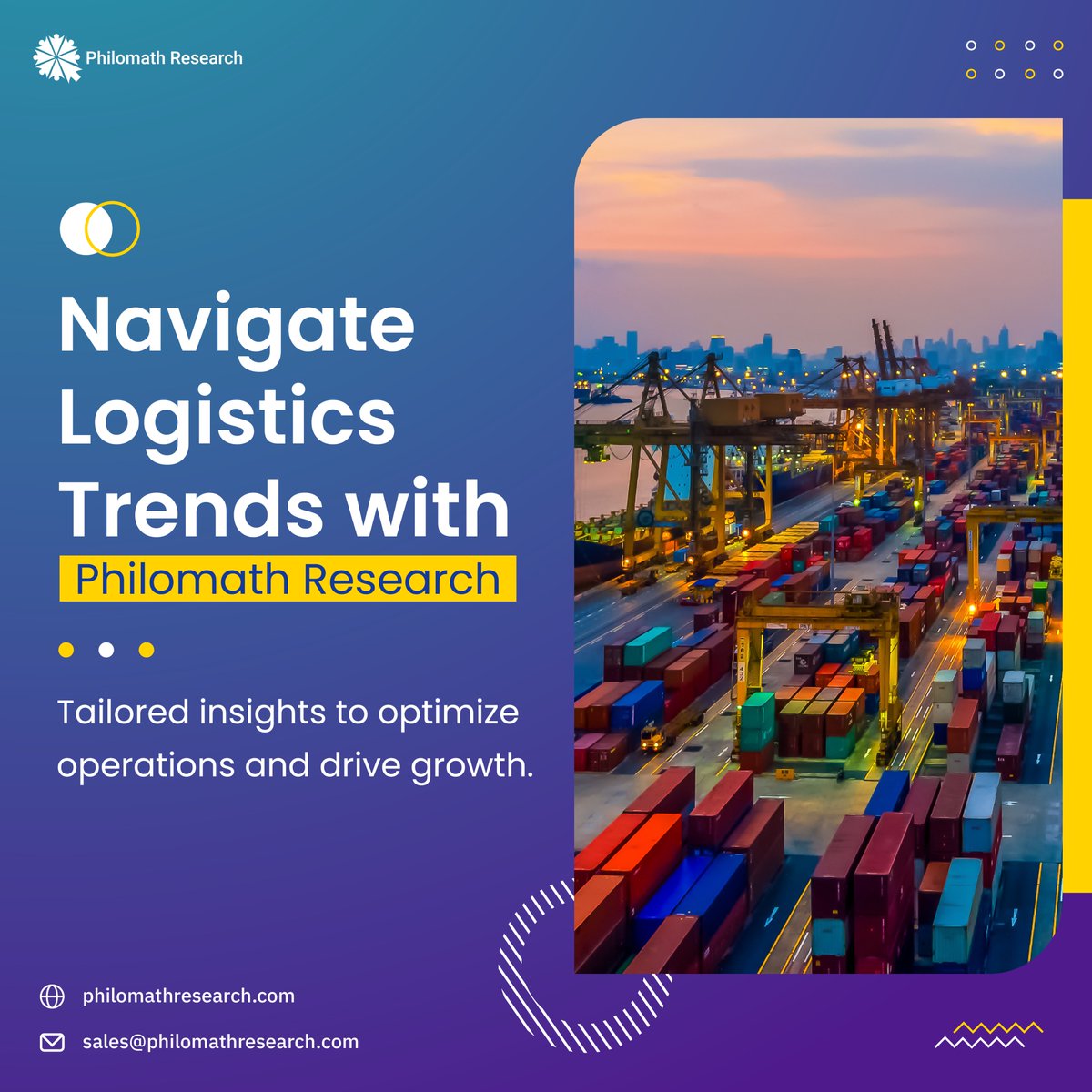 PhilomathR's tweet image. 𝐁𝟐𝐁 𝐌𝐚𝐫𝐤𝐞𝐭 𝐑𝐞𝐬𝐞𝐚𝐫𝐜𝐡: 𝐓𝐫𝐚𝐧𝐬𝐩𝐨𝐫𝐭 &amp;amp; 𝐋𝐨𝐠𝐢𝐬𝐭𝐢𝐜𝐬

Stay ahead with tailored insights to navigate trends, optimize operations, and drive growth.

𝐄𝐱𝐩𝐥𝐨𝐫𝐞 𝐨𝐮𝐫 𝐬𝐞𝐫𝐯𝐢𝐜𝐞𝐬: philomathresearch.com

#b2bsolutions #logisticsinnovation