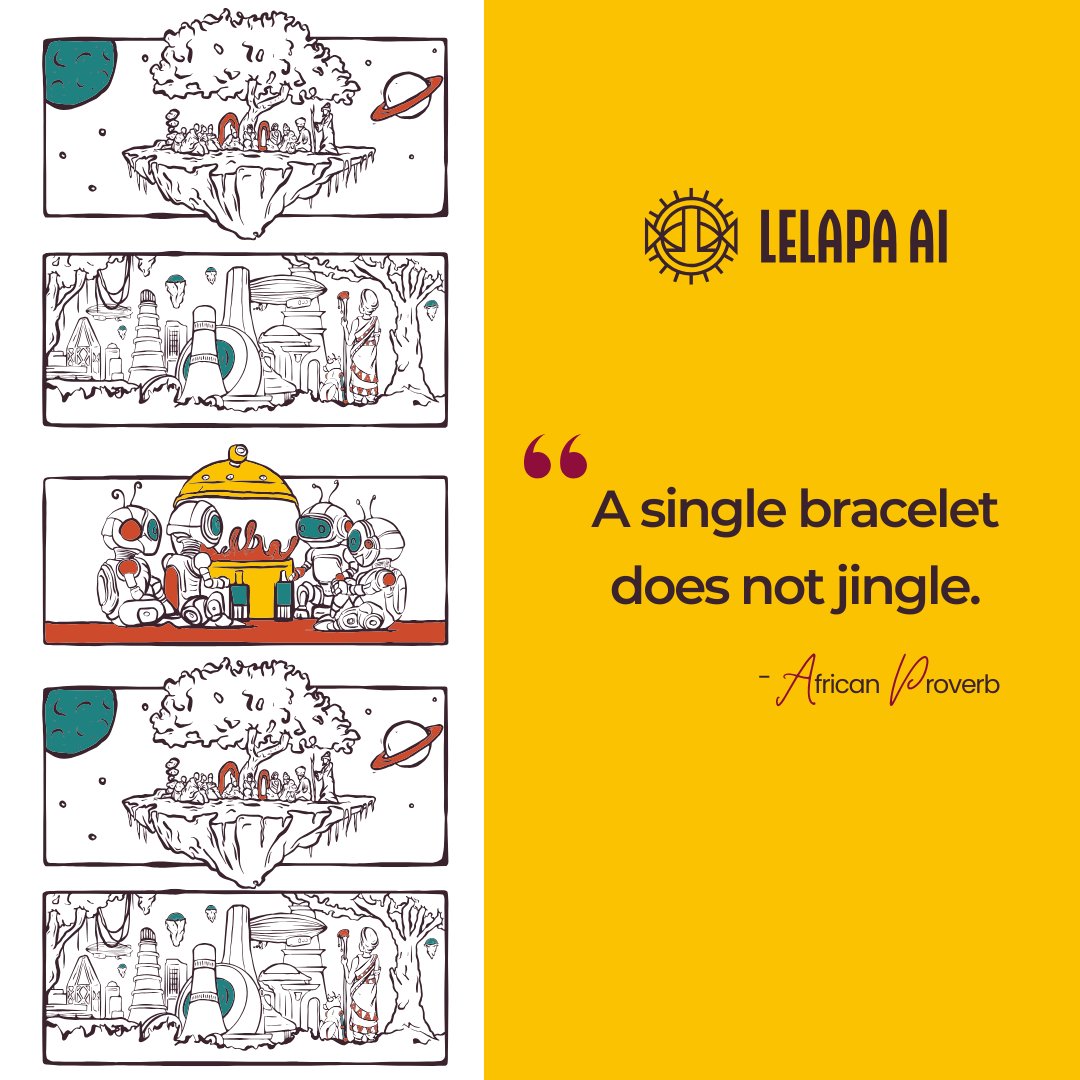 LelapaAI's tweet photo. A single bracelet does not jingle. Connection matters! 💬 With #Vulavula, we help businesses connect with their customers in African languages, building real connections that last. Give it a try and see 👉 https://t.co/MooRf0UPuw #LelapaAI #ProverbOfTheWeek #WisdomWednesday https://t.co/Py7Cr926MY