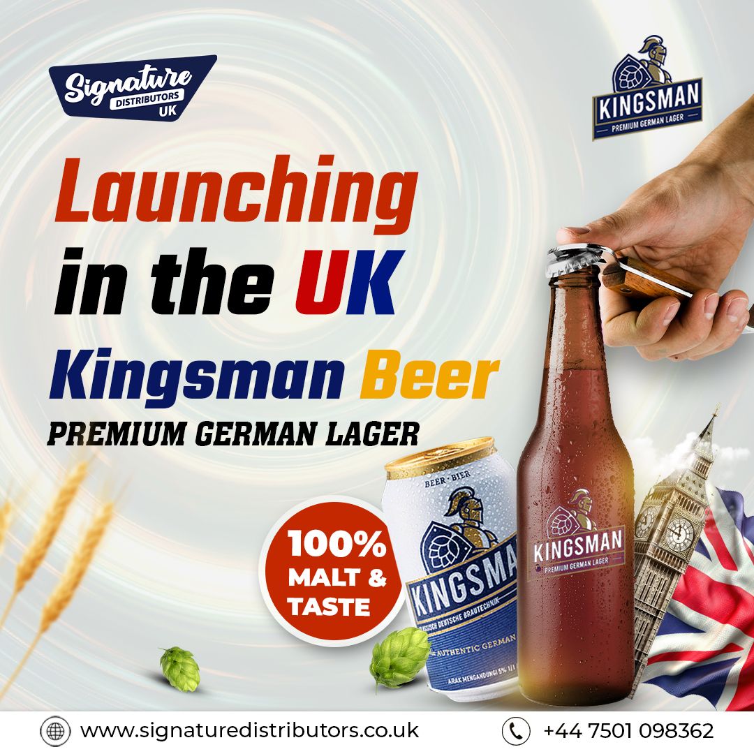 signaturedist's tweet photo. A toast to new beginnings! 🥂 Kingsman Beer is now pouring in the UK, 🇬🇧 delivering a classic, smooth taste. 🍻

Call: +44 7501 098362         

  Visit: https://t.co/F9xeUxQ3aV 

#kingsmanbeer #germanlager #beerlovers #CheersToGoodTimes #SignatureDistributorsUK https://t.co/tiTtRdBq1J